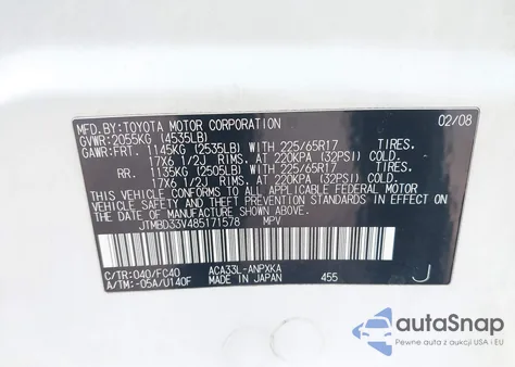 2008 Toyota Rav4 из США, поврежденный, VIN JTMBD33V485171578